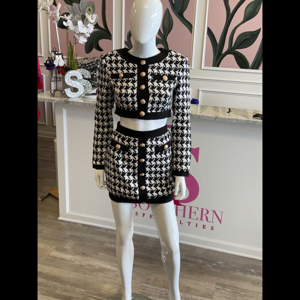 Black and white skirt set
